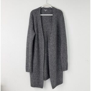 COS Wool Mohair Blend Long Line Open Front Cardigan Sweater Charcoal Grey S